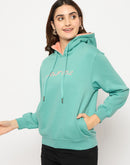 Madame Branding Print And Handwork Seafoam Hooded Sweatshirt