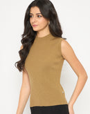 Madame Mock Neck Sleeveless Camel Skeeve