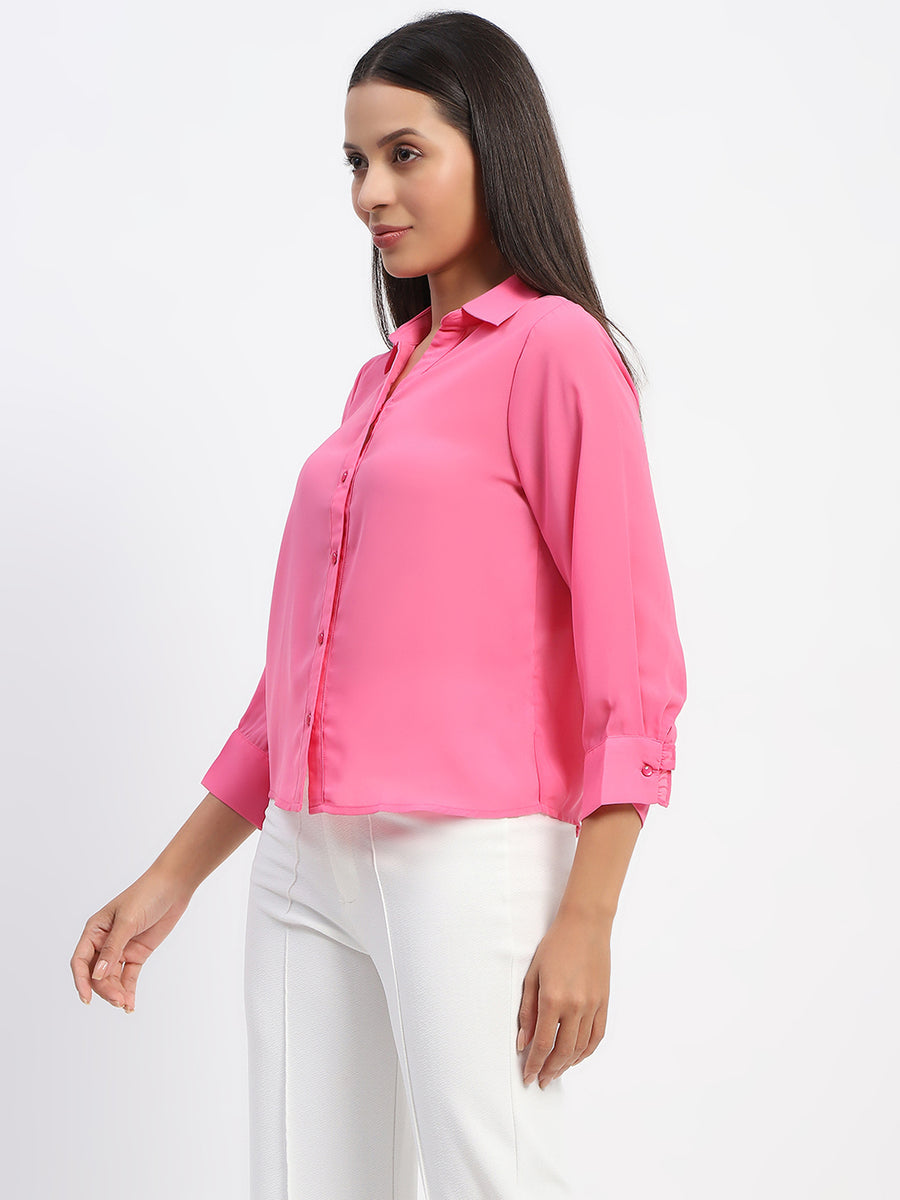 Madame Button-Down Collared Pink Shirt