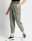 Madame Mid Rise Tapered Fit Olive Green Cargo