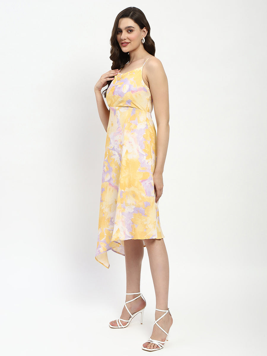 Madame Mustard Fit And Flare Cotton Blend Midi Dress