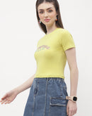 Madame Typography Lemon Yellow Crop T-Shirt