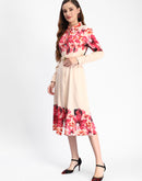 Madame Floral Printed Button Down Shirt A-Line Dress