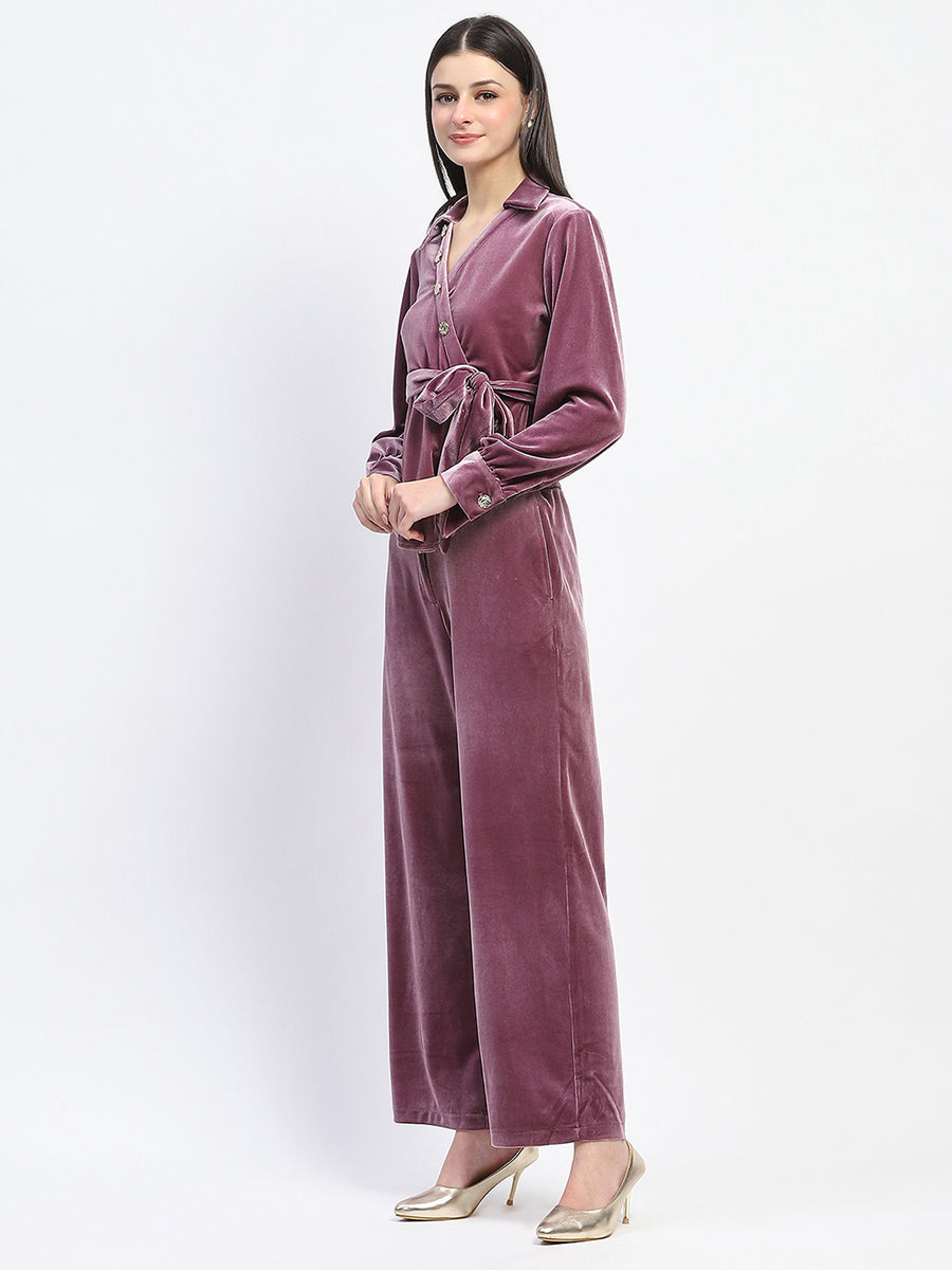 Madame Collared Asymmetric Hem Velvet Co-ord Set