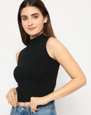 Madame Mock Neck Black Sleeveless Sweater