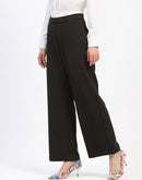 Madame Wide Legged Solid Olive Trousers