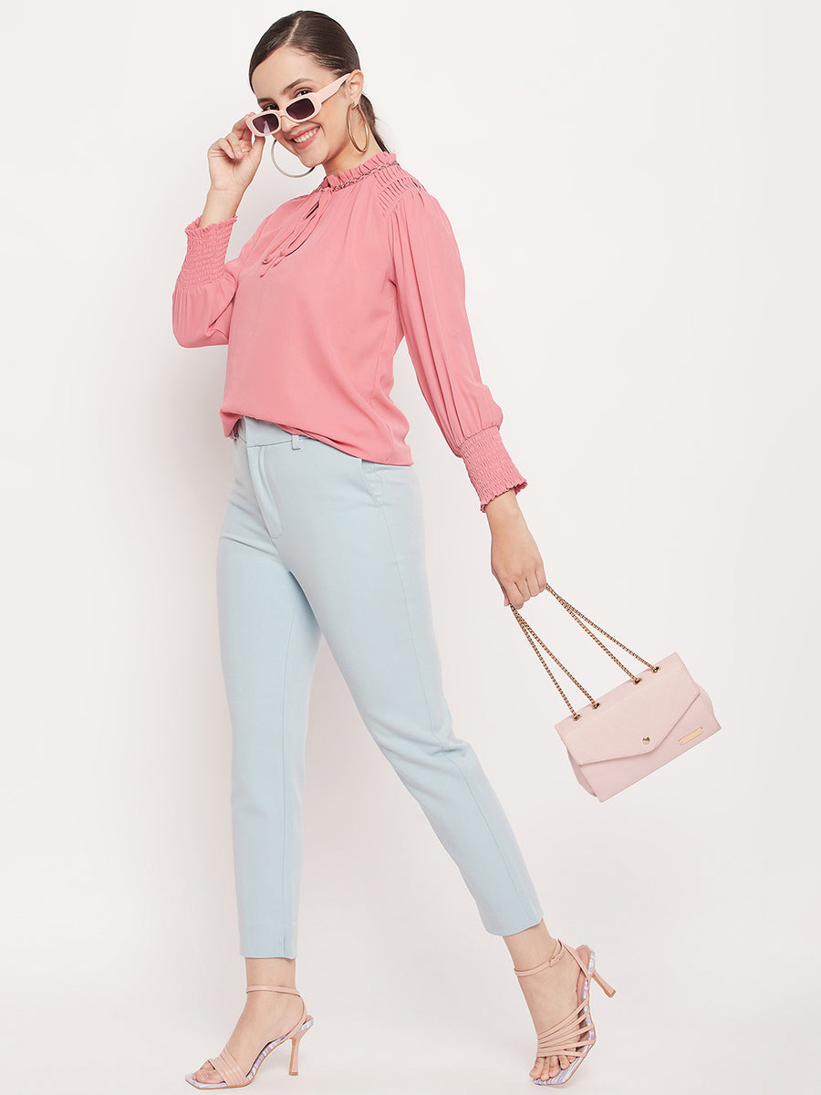 Blush Pink Pencil Pants Design by Linen Bloom at Pernia's Pop Up Shop 2024