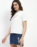 Madame Graphic Print White Cotton T-Shirt