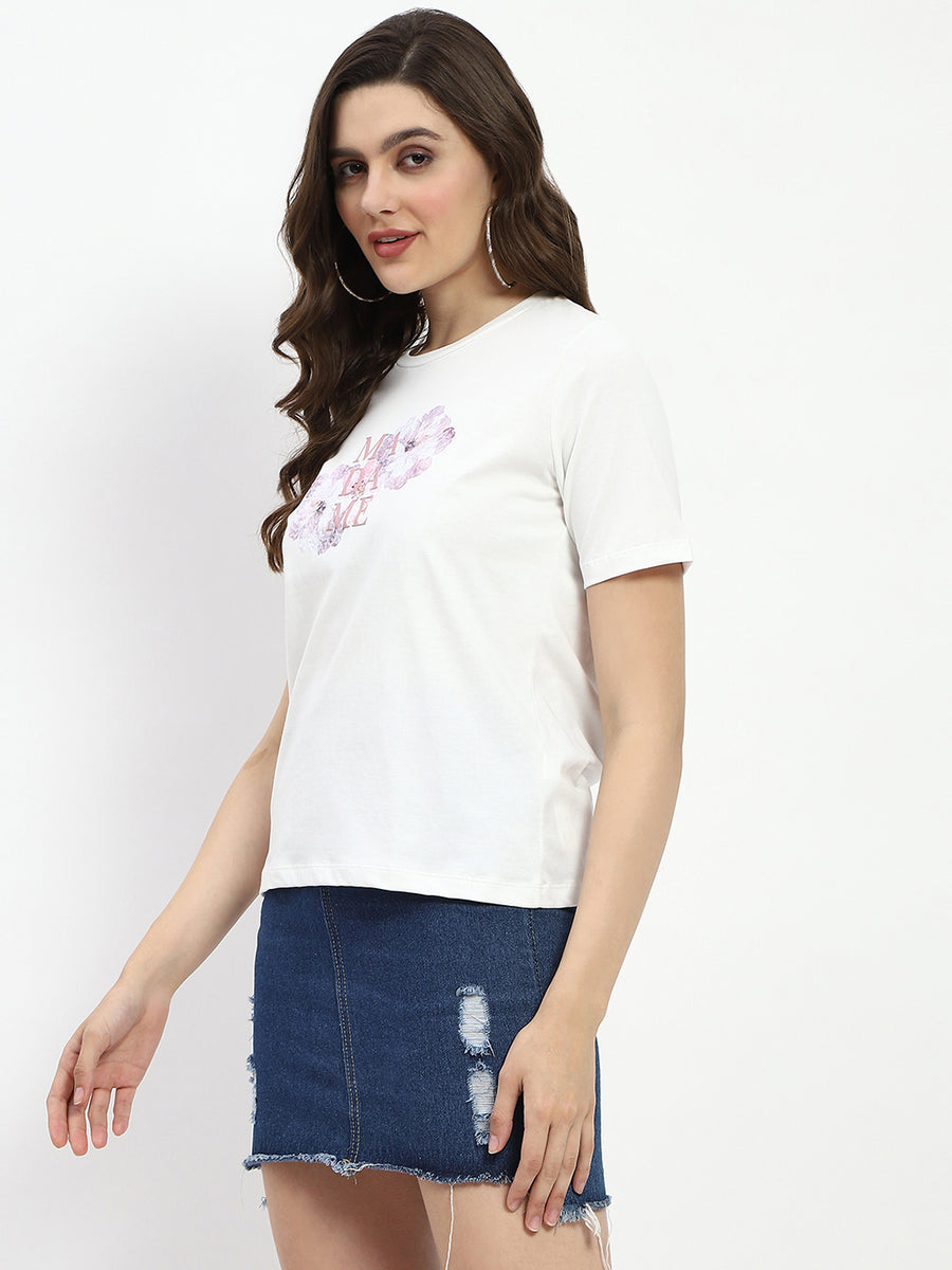 Madame Graphic Print White Cotton T-Shirt