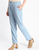 Madame Sky Blue Tapered Fit Trousers