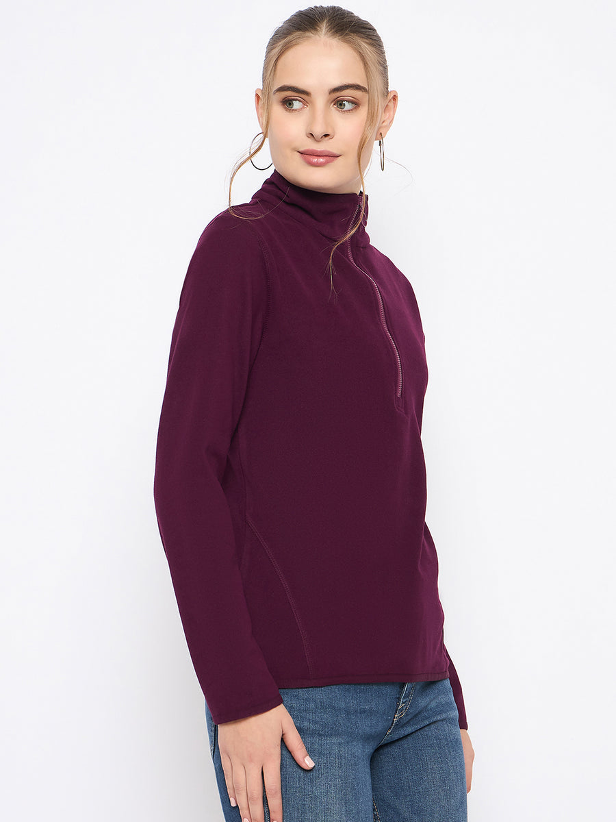 Madame Polar Fleece Half-Zipper Mulberry Sweatshirt