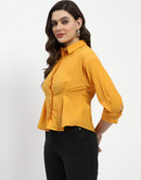 Madame Cinched Waist Mustard Shirt