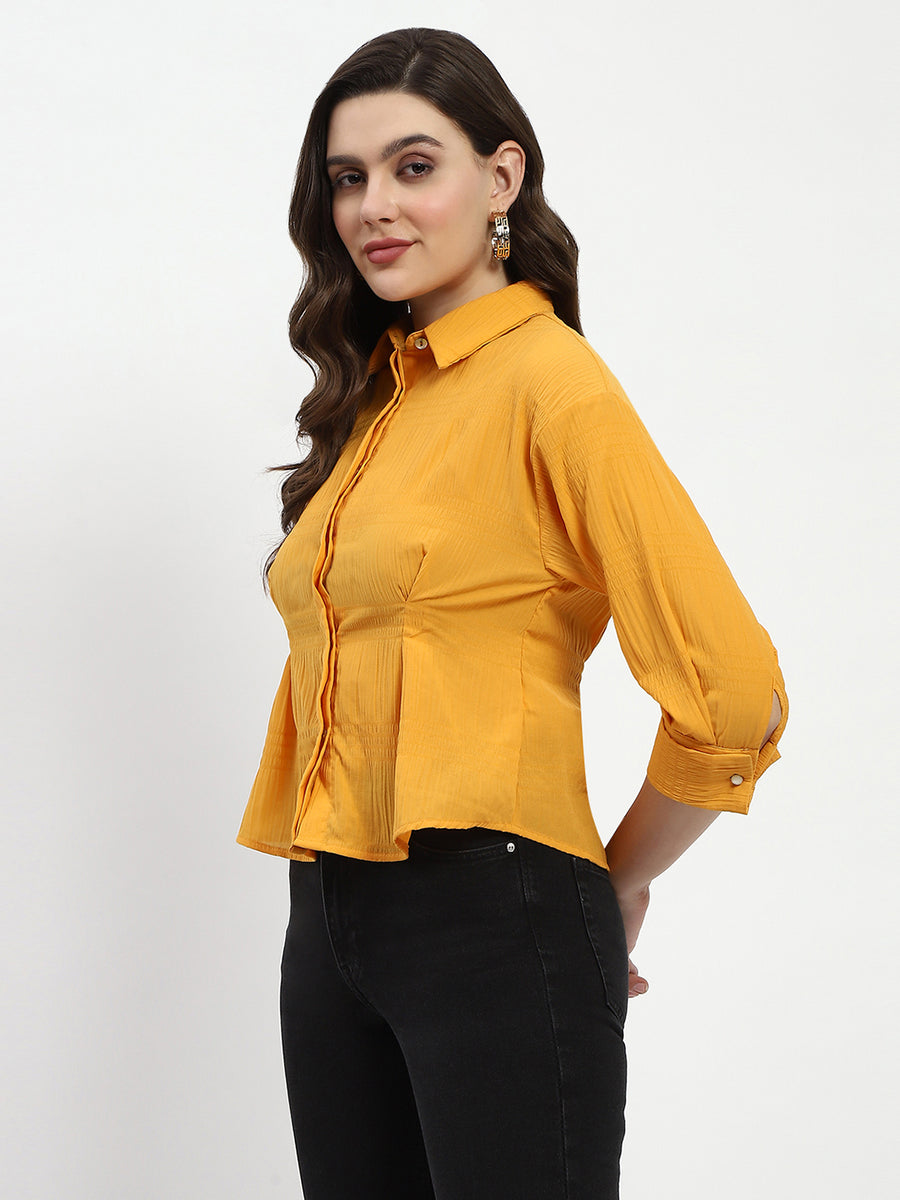 Madame Cinched Waist Mustard Shirt