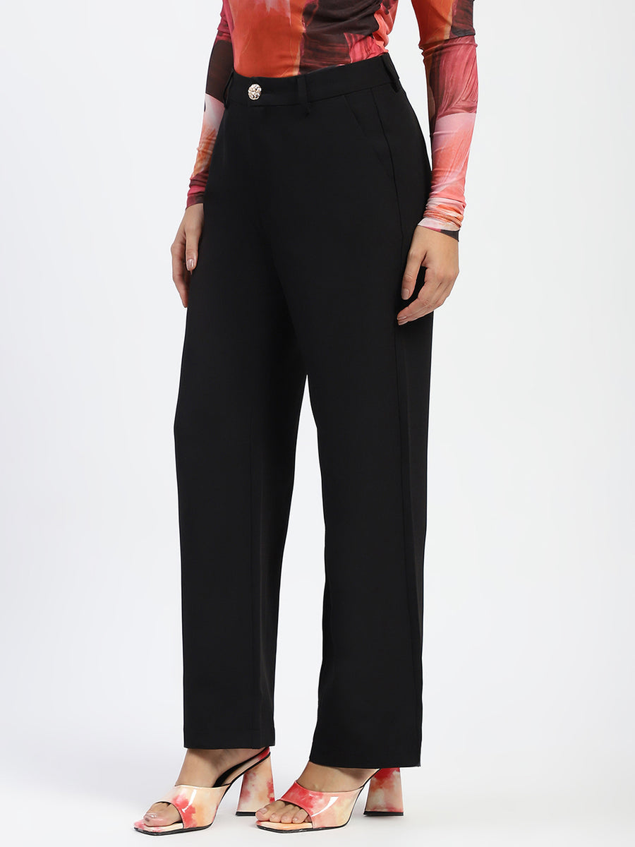 Madame Black Straight Fit Trousers