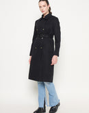 Madame Double Breasted Buckled Belt Black Trench Coat