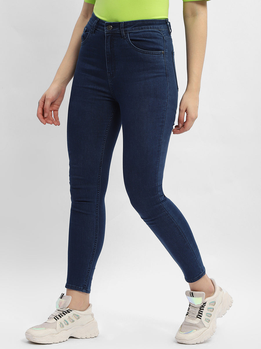 Madame Solid Mid Blue Skinny Fit Jeans