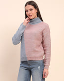 Camla Barcelona Color Blocked Turtle Neck Peach Sweater