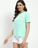 Madame 3D Print Monochromatic Cotton Mint T-Shirt