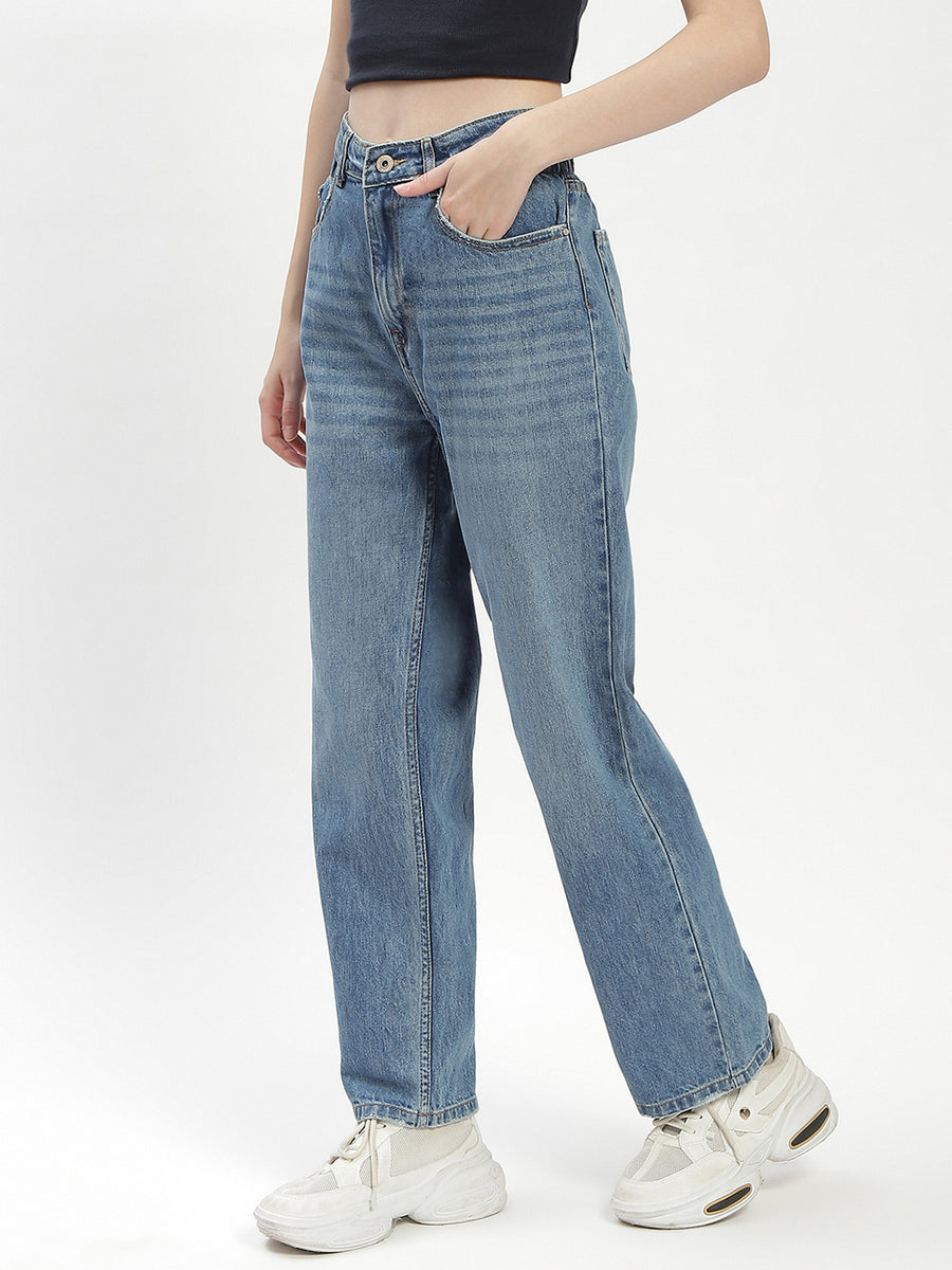 Madame Blue Tapered Fit Cotton Jeans