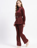 Madame Belted Shirt and Trousers Rust Orange Co-ord Set