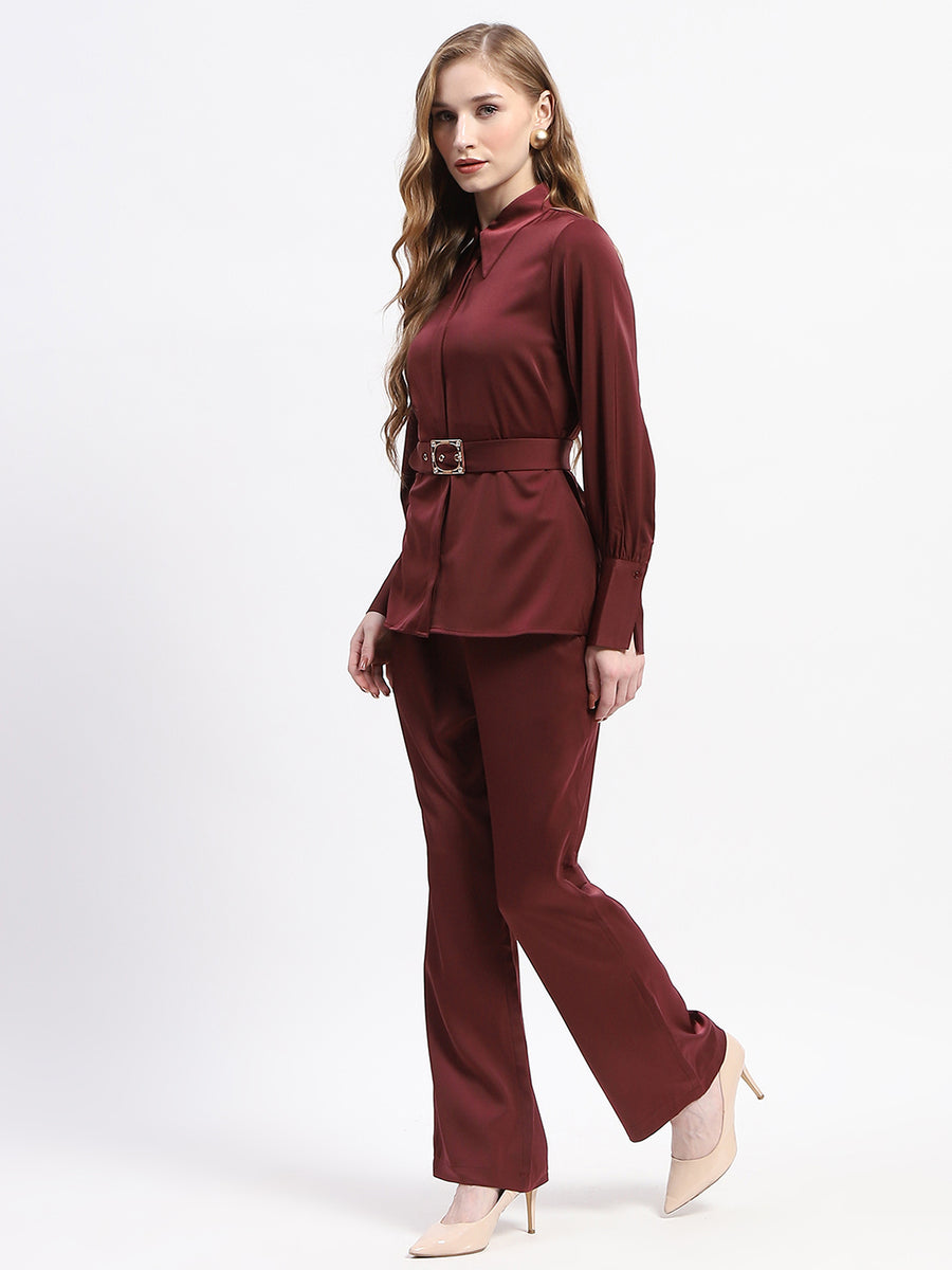 Madame Belted Shirt and Trousers Rust Orange Co-ord Set