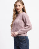 Madame Rib Neck Mauve Knitted Sweater