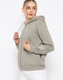 Madame Placement Print Grey Hooded Sweatshirt