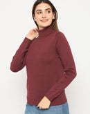 Madame Turtle Neck  Ribbed Cuff Wine Red Sweater