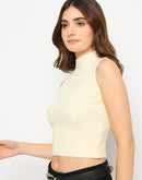 Madame Mock Neck Off White Sleeveless Sweater