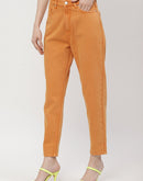 Madame Solid Orange Mom Fit Jeans