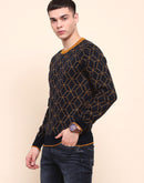 Camla Barcelona Geometric Print Navy Blue Sweater