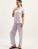 mSECRET Floral Printed Mauve Nightsuit Set