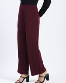 Madame Wide Legged Solid Plum Trousers