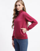 Madame Mock Neck Plum Cotton Sweatshirt