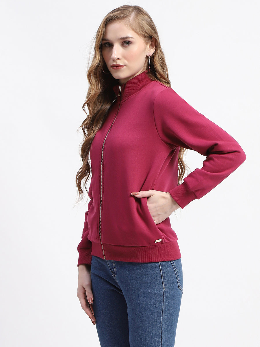 Madame Mock Neck Plum Cotton Sweatshirt