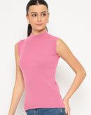 Madame Mock Neck Sleeveless Pink Skeeve