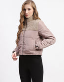 Madame Beige High Neck Quilted Puffer Jacket