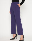 Madame Pleated Flared Purple Trousers