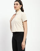 Madame Bridgerton Beige Cotton Polo Top