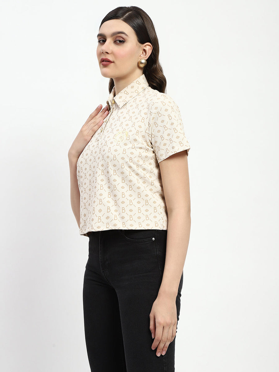 Madame Bridgerton Beige Cotton Polo Top