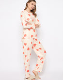 mSECRET Printed Top and Bottoms Orange Nightsuit