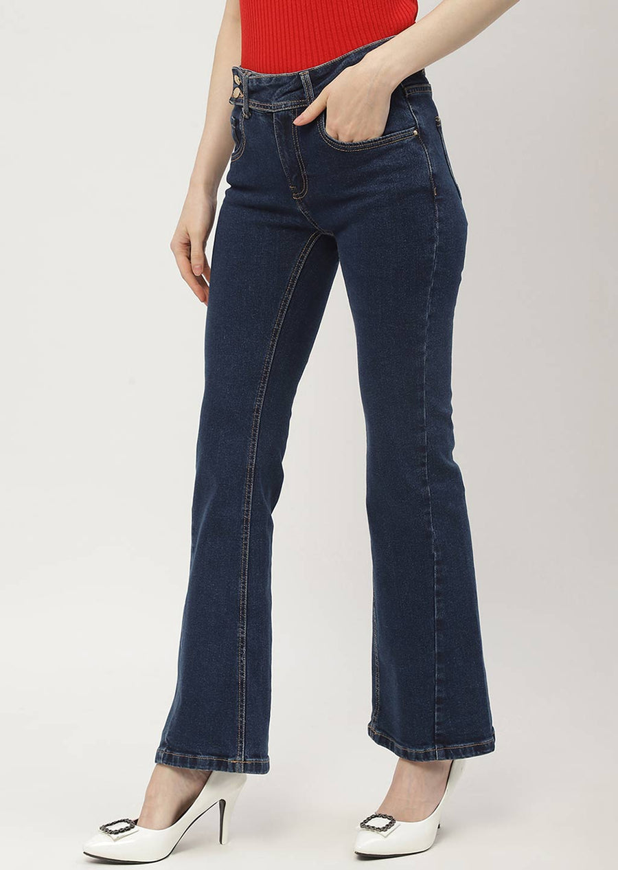 Madame Cut Seam Carbon Blue Flared Jeans