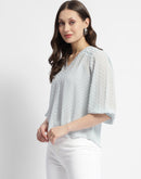 Madame Puffed Sleeve Dobby Sky Blue Top