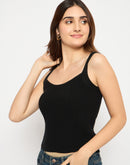 Madame Sleeveless Solid Black Sweater