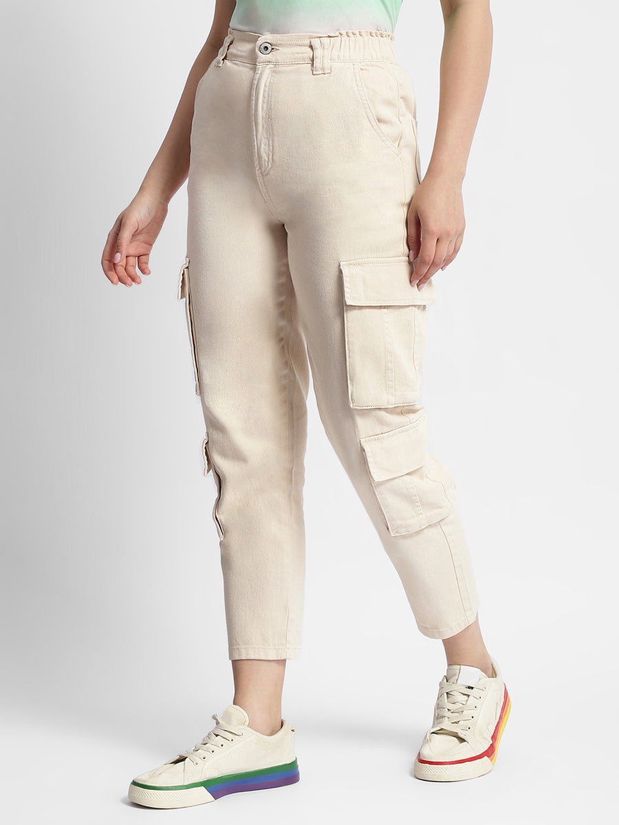 Madame Mid Rise Tapered Fit Off-White Cargo