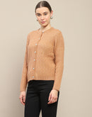 Madame Cable Knit Round Neck Rosewood Cardigan