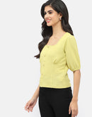 Madame Square Neck Lime Green Crinkled Top