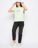 Madame Neon Green Typography Regular Fit Tshirt