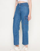 Madame Cotton Straight Fit Mid Blue Denim