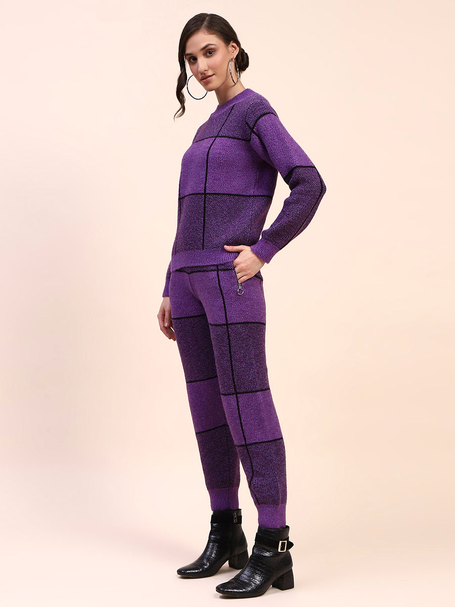 Camla Barcelona Check Purple Two Piece Ensemble